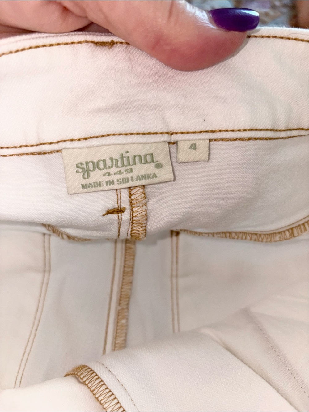Spartina 449 Ellington Slim Jean Pearl White Size 4 Raw Hem Ankle Stretch Denim - Picture 4 of 5